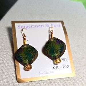 22K Gold Filled Singerman & Post Artwork Earrings New On Card